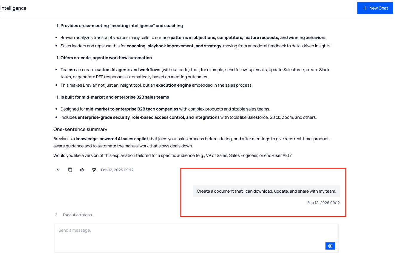Create document from chat