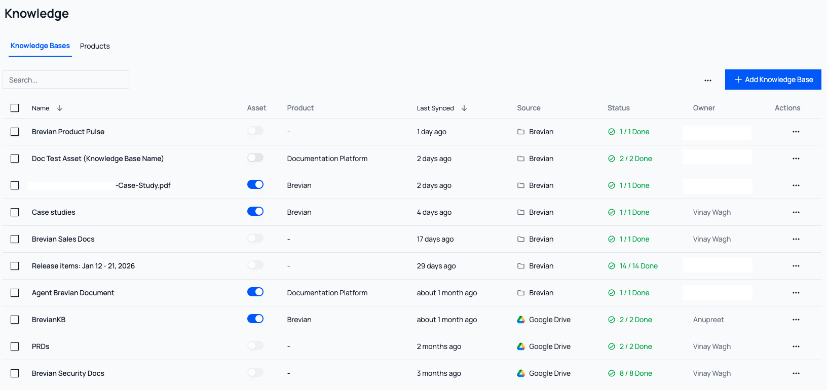 Knowledge landing page
