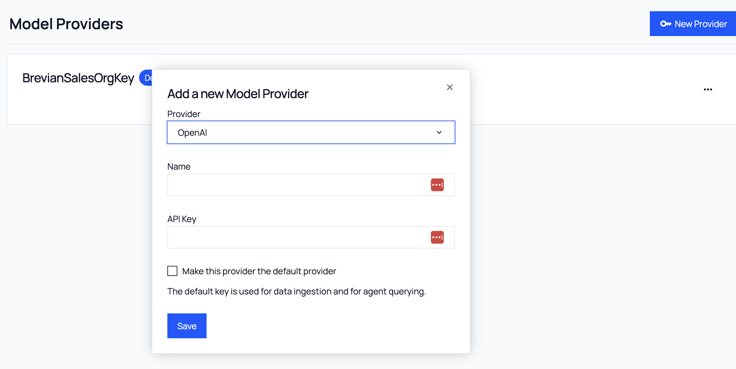 Model Providers page