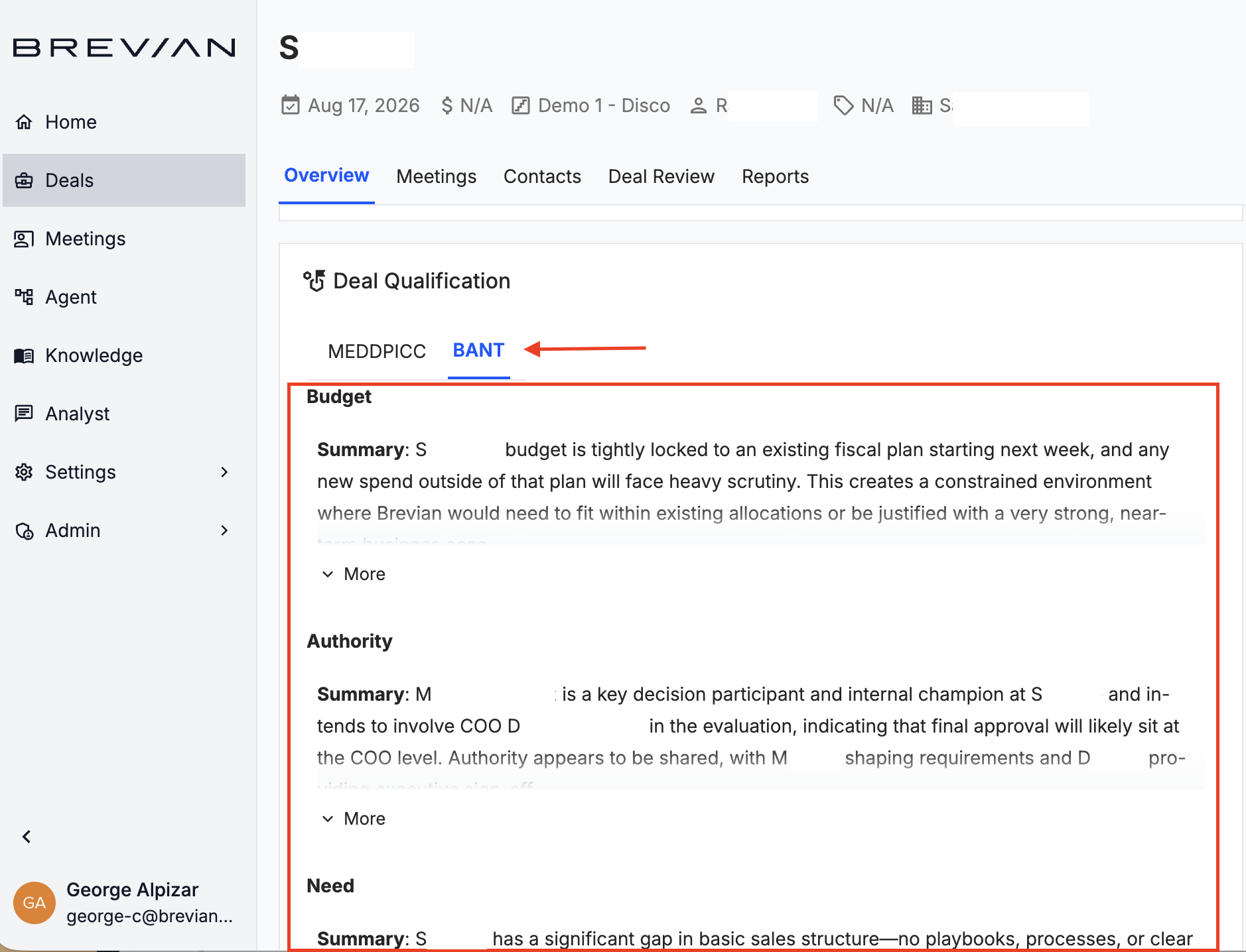 Review new BANT insights
