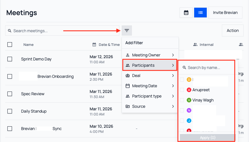 Select filter option