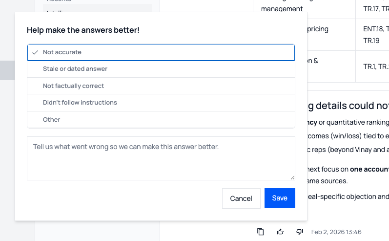Send negative feedback