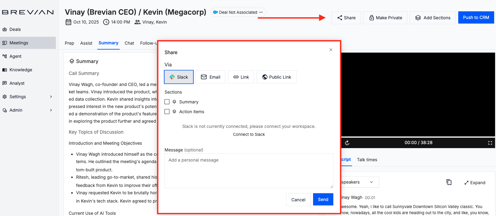 Share meeting summaries