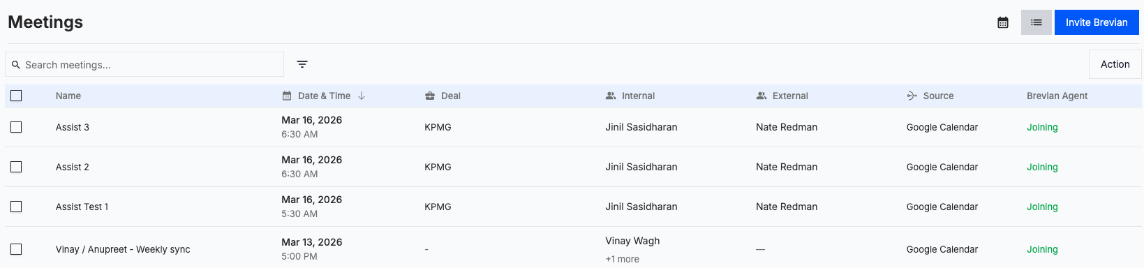 Updated Meetings page